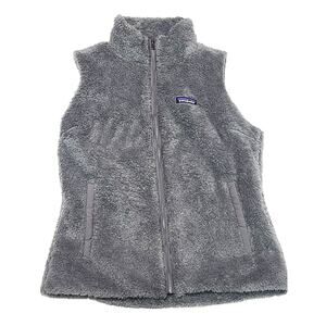 Patagonia Los Gatos Grey Full zip Shaggy faux fur hiking vest women's large